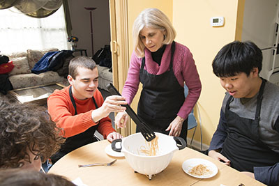Students learning life skills, cooking, at The Forum Skill, private special education in Waldwick, NJ