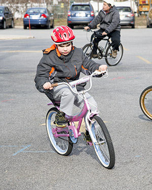 Adaptive Phys Ed student bike riding - Forum School, private special education school in Waldwick NJ