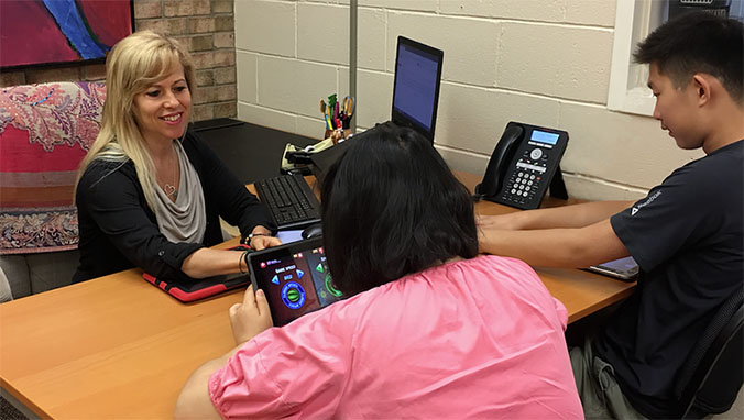 Kristen Goodman McCloskey, BCBA works with Forum School students