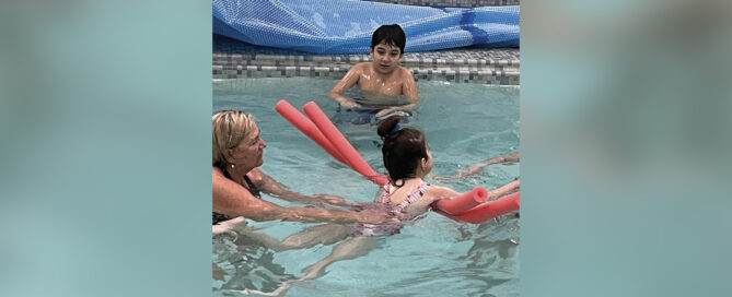 Forum students enjoying exercise in the school's on-campus pool.