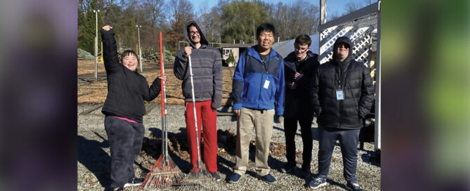 A group of Forum students working outdoors in Work based Learning (WBL) activities.